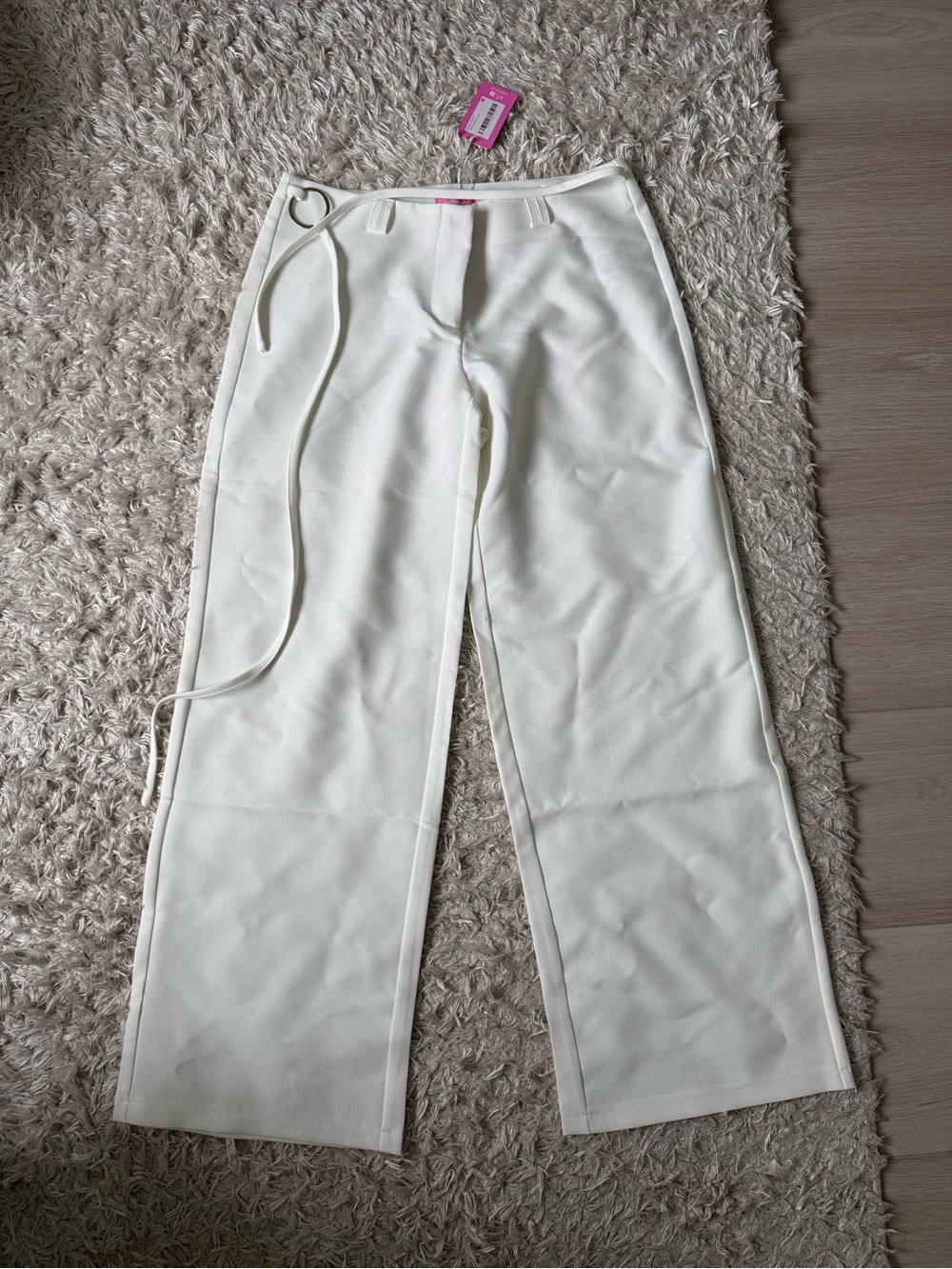 Edikted Cream Wide Leg Tie-Waist Pants - Picture 7 of 8